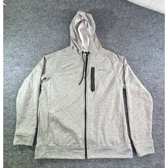 Eddie Bauer Sweater Men's Medium Grey motion Freedry hoodie zip up - Picture 1 of 9